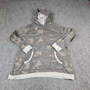 Pomelo Womens Camo Lightweight Hoodie Grey Camouflage Pullover Size L PTK2253
